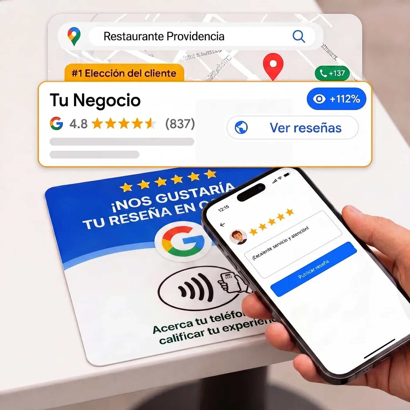 Placa Puntúa NFC para reseñas de Google